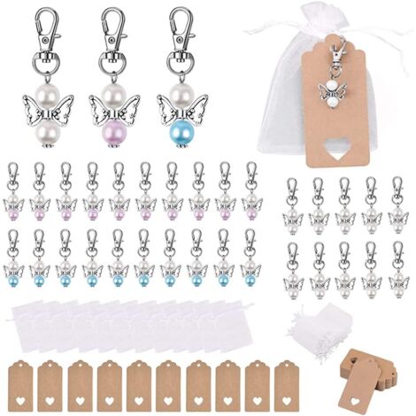 30 regalos de boda: colgantes de ángel de la guarda, llaveros de ángel, regalos de boda, regalos de bautizo, regalos de comunión para niñas, regalos de boda con bolsa de organza, papel kraft resistent