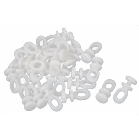30 Rieles para Cortinas - Rodillos, Ganchos y Poleas Deslizantes - Para Ventanas, Visillos y Cortinas de Plástico - 22 mm x 10 mm - Blanco