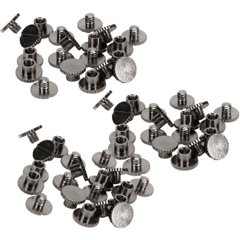 30 Rivets en Laiton pour Reliure de Cuir, Boutons à Visser 9.5x6mm, Clous et Vis 4mm, Ensemble de 30 (Noir)