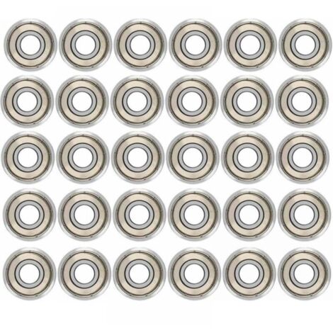 30 rodamientos de bolas 608zz, rodamientos de bolas metálicos de alta calidad con doble blindaje para patines, patinetas, longboards y waveboards / 8 x 22 x 7 mm