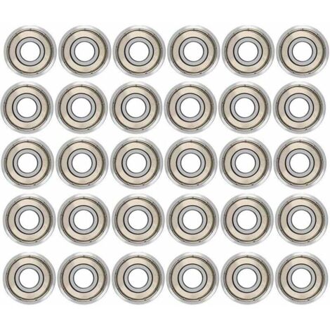 30 rodamientos de bolas 608ZZ, rodamientos de velocidad de doble blindaje metálico, rodamientos de bolas de alta calidad para patines, monopatines, longboards y waveboards / 8 x 22 x 7 mm