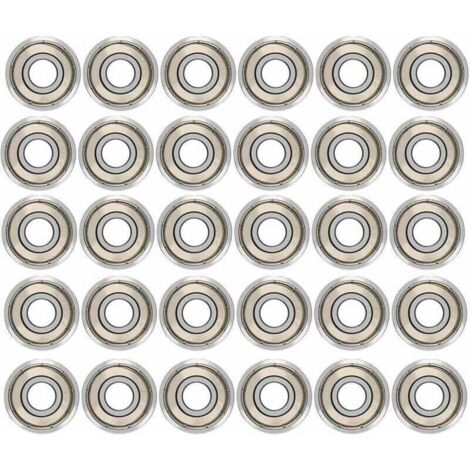 30 rodamientos de bolas 608ZZ, rodamientos de velocidad metálicos con doble blindaje, rodamientos de bolas de alta calidad para patines, monopatines, longboards y waveboards / 8 x 22 x 7 mm
