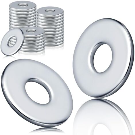 30 - Rondelle Plate - Rondelle M10 - Acier Zingué - Fixation Vis Et Écrous - Mécanique Et Bricolage - Argent - M10 x 30 x 2,5 cm