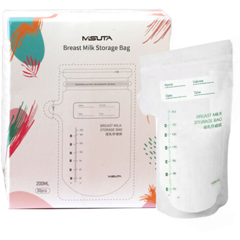 30 sacs de conservation lait maternel, épais et résistants, contenants de stockage 200ml avec bec plat pour allaitement