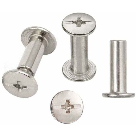30 Sätze Chicago-Schrauben für Bindearbeiten, vernickelte Bindeschrauben 5 mm x 15 mm, silberfarben