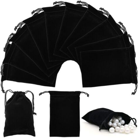 30 schwarze Schmuckbeutel mit Kordelzug zur Aufbewahrung von Schmuck, als Gastgeschenke für Hochzeiten, als Weihnachtssüßigkeitentüten oder als Mitgebseltüten für Partys (9,5 x 14,5 cm)