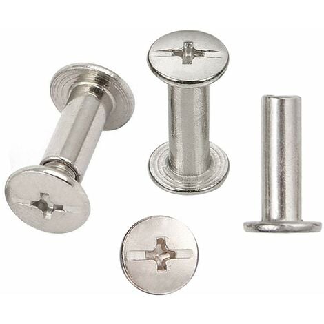 30 Sets Chicago Binding Screws, 5mm x 15mm Nickel Plated Binding Screw Binding, Silver Tone