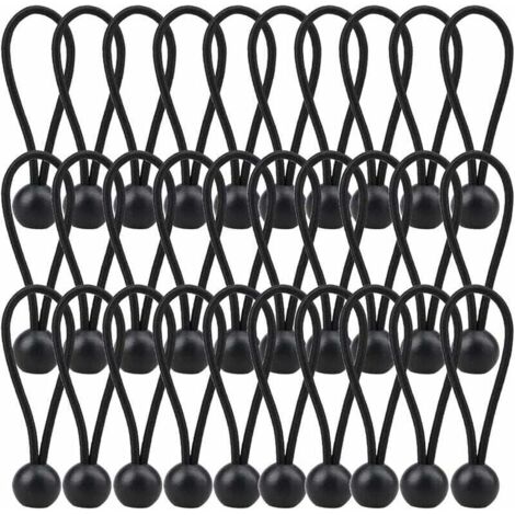 30 Stück elastische Spanner, Planenspanner 140 mm, elastisches Planenseil für Pavillon, Plane, Camping, Zelt, Vorhänge, Verlängerungsgeschirr – Schwarz