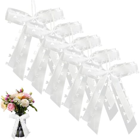 30 Stück Hochzeitsautoschleifen, Hochzeitsdekorationsschleifen, weiße Landhaus-Hochzeitsautoschleifen, Hochzeitsautodekoration, Hochzeitsautoband, passend für Hochzeitsparty-Blumenstrauß