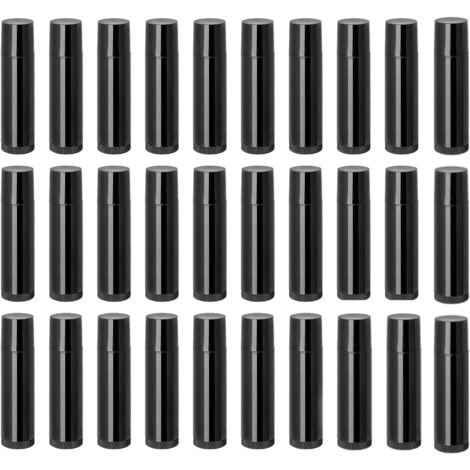 BLUEDEER 30 Stück Lippenstifthülsen Leer, Wiederverwendbar Kunststoff Leer Lippenpflegestift Nachfüllbar mit Kappe für DIY Hausgemachte Lippenbalsams (Schwarz, 5g)