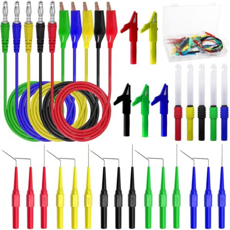 30 Stück Multimeter Messleitungen Kit, 4mm Bananenstecker Kabel mit Krokodilklemmen mit Testsonde für Digital Multimeter Spannungsprüfer
