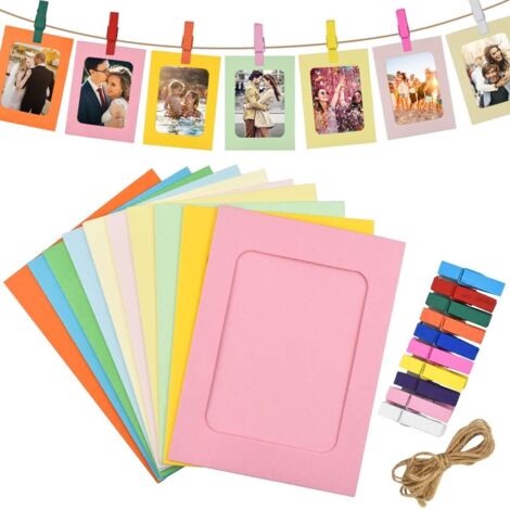 30 Stück Papier-Fotorahmen (farbig), bunte Papp-Fotorahmen