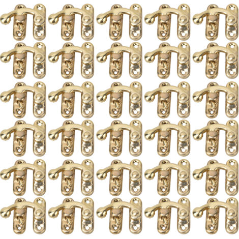 30 Stück Retro-Schnapphaken aus Eisen für Schmuckkästchen und Geschenke, 3,2 x 2,8 cm – Gelb, mit Linksverschluss