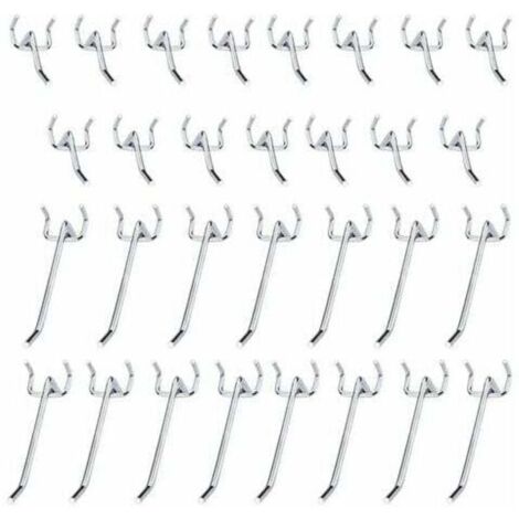 30 Stück Stecktafelhaken, Metall-Stecktafelhaken, Zubehör, 10 cm und 5 cm, Einzelhaken-Set für Garagen, Geräteschuppen, Werkstätten