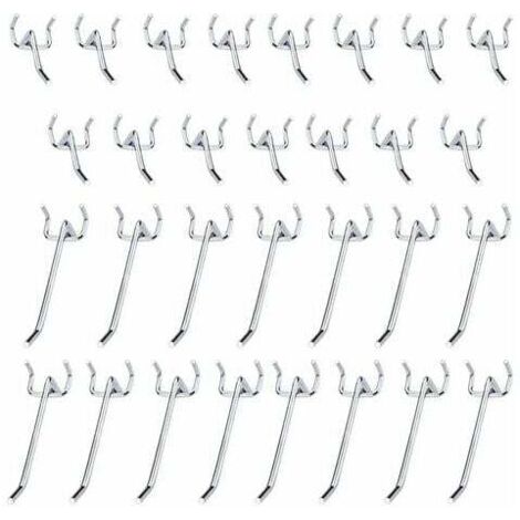 30 Stück Stecktafelhaken, Metall-Stecktafelhaken, Zubehör – 10 cm und 5 cm Einzelhaken-Set für Garagen, Geräteschuppen, Werkstätten – RAPANDA