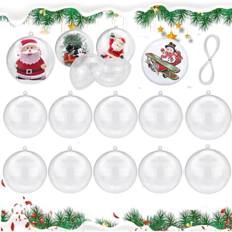 30 Stück transparente befüllbare Weihnachtskugeln, Weihnachtskugeln aus Kunststoff, Weihnachtskugeln, Plastikkugeln, Dekokugeln zum Befüllen, transparente Kugeln zum Basteln