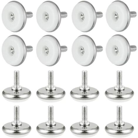 30 Stück verstellbare Nivellierfüße aus Kunststoff und Metall mit Mutter, verstellbare Füße M6 x 15 x 30 mm, Möbel-Einstellschraube für Tisch, Möbel, Schreibtisch, Schrank, Stuhl, weiß