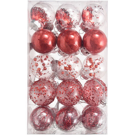 30 Stück Weihnachtskugeln 6cm Weihnachtsbaumschmuck Weihnachtskugel aus Kunststoff Dekorative Hängende Glitzer Ornamente für Weihnachten