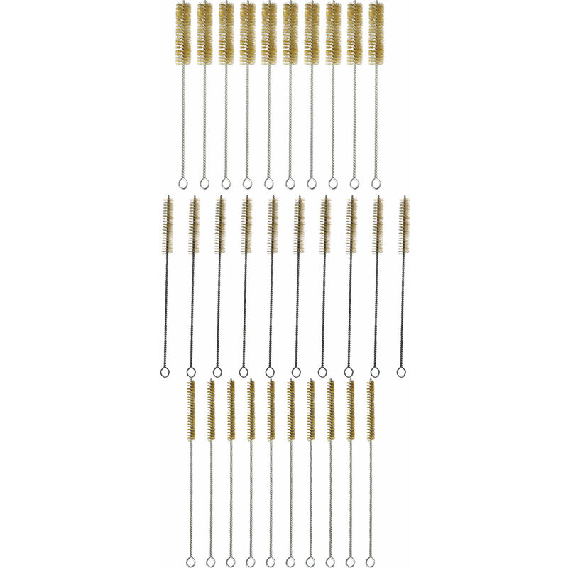 Miso Tools - 30 tlg. Set Rohrbürsten aus korrosionsbeständigem Messing 12,7 mm - 19 mm - 25 mm Rund-Drahtbürste