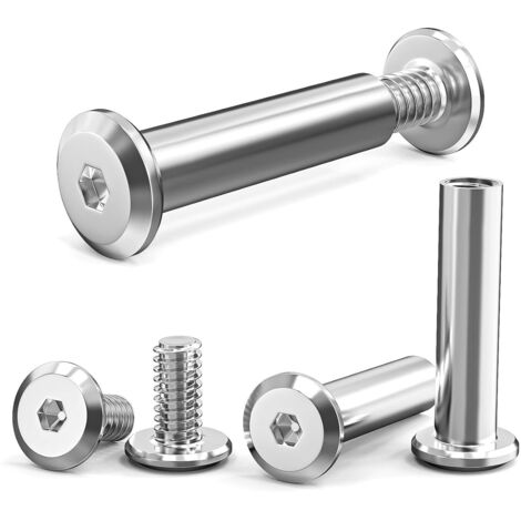 30 tornillos de conexión M3x15, tornillos para montaje de muebles, conectores para gabinetes, acero inoxidable A2 V2A, conectores para gabinetes, para conectar muebles, gabinetes y tableros.