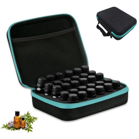 30 Trous Boite Rangement Huiles Essentielles 5 ML/10 ML/15 ML,Trousse Huile Essentielle Voyage,Coffret Aromathérapie Rangement Portable,Sac de Transport pour Huile Essentielle Support