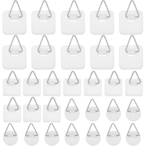 30 unsichtbare Klebehaken zur Wandmontage, Bilderrahmen-/Fotobefestigung ohne Bohren, stabile Wandbefestigung