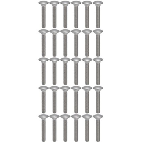30 Vis à tête carrée M8x1.25 Acier Inoxydable A2, Boulons de Carrosserie DIN 603, 50mm Longueur, Lot de 30 Pièces