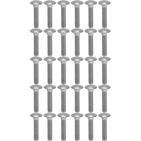 30 Vis à tête carrée M8x1.25 Acier Inoxydable A2, Boulons de Carrosserie DIN 603, Filetage Grossier, Lot de 30 Pièces