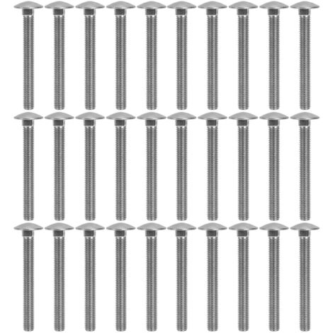 30 Vis à tête carrée M8x1.25 Acier Inoxydable A2, Boulons de Carrosserie DIN 603 M8x70, 30 Pièces