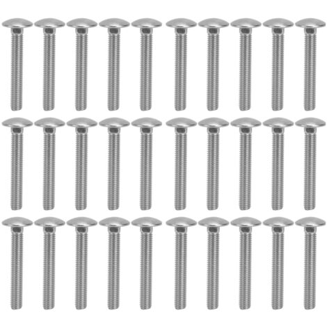 30 Vis à tête carrée M8x1.25 Acier Inoxydable A2, Boulons de Carrosserie DIN603, 55mm, Lot de 30 Pièces