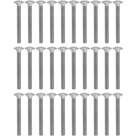 30 Vis à tête carrée M8x1.25 Acier Inoxydable A2, Boulons de Carrosserie DIN603 M8x80, Lot de 30 Pièces