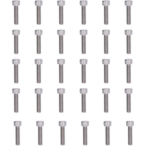 30 Vis à tête cylindrique creuse M6 Acier Inoxydable 304 A2-70, 25mm, DIN 912 - Lot de 30 pièces