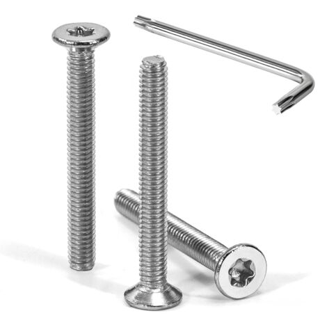30 vis à tête fraisée torx m4 x 35 mm, acier inoxydable a2, filetage complet, clé t20 incluse, pour métal et assemblage