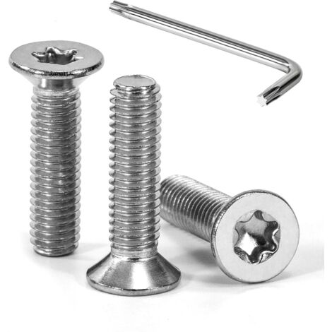 30 vis à tête fraisée torx m5 x 20 mm, acier inoxydable a2, filetage complet, avec clé t25, pour métal et assemblage