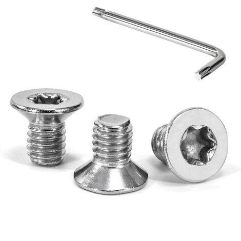 30 vis à tête fraisée torx m6 x 10 mm, acier inoxydable a2, filetage complet, avec clé t30, pour métal et mécanique