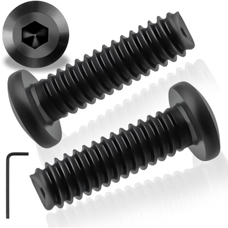 30 vis à tête plate, m5x16mm, acier inoxydable a2, filetage complet, noir, avec clé hexagonale, pour meubles et machines