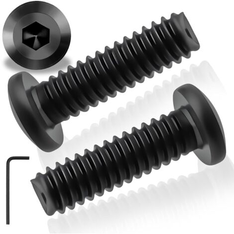 30 vis m5, tête plate cylindrique, acier inoxydable 304, noire, avec clé hexagonale, pour machines et meubles