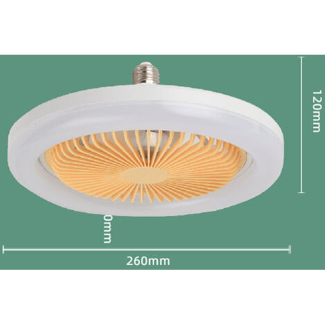 30-W-LED-Deckenventilator, weiß, 25 cm Durchmesser, mit E27-Glühbirne, 2-in-1-Minibeleuchtung für Wohnzimmer und Schlafzimmer