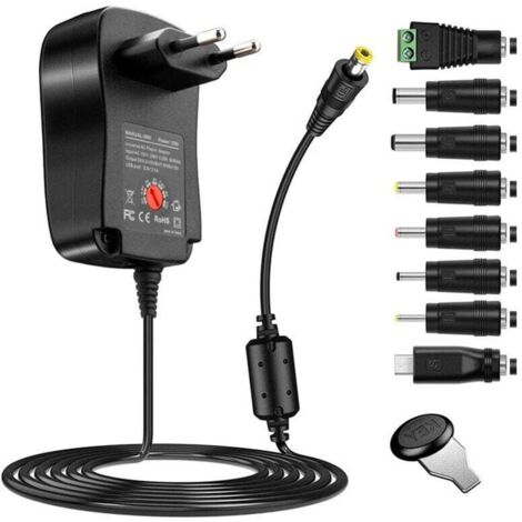 30 W Multifunktions-Netzteil, 3–12 V Netzteil mit einstellbarer Spannung, 8-polige Buchse, USB-Ladenetzteil