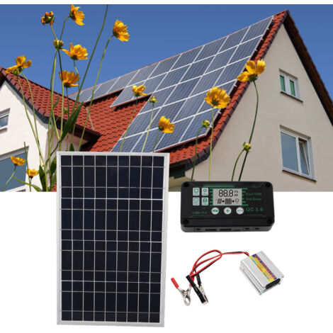30-W-Solar-Set, 220-W-MPPT-Panel, Wechselrichter-Controller, wasserdichtes Aluminium/ABS-Gehäuse, 33,5 x 20,5 cm – Tragbares Stromversorgungsset