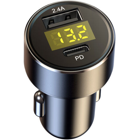 30 W USB-C-Autoladegerät, 2,4 A Mini-USB-Adapter mit LED-Spannungsanzeige, 12 W USB und 18 W PD 12 V Autoladegerät-Adapter für Telefon, Tablet und andere Mobilgeräte
