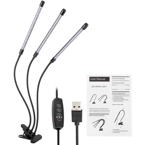 30-Watt-LED-Pflanzenlampe mit USB-C-Anschluss, flexibel und mit Klemme für Zimmerpflanzen