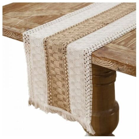 30 x 180 cm Camino de mesa de macramé de algodón, lino, yute, arpillera, borlas, para comedor, decoración del hogar, fiesta, boda, bohemio, Navidad