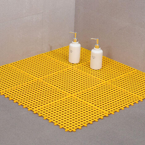 30 x 30 cm große, verschweißbare Antirutschmatte aus gelbem TPE für Bad und Küche – komfortabel und flexibel