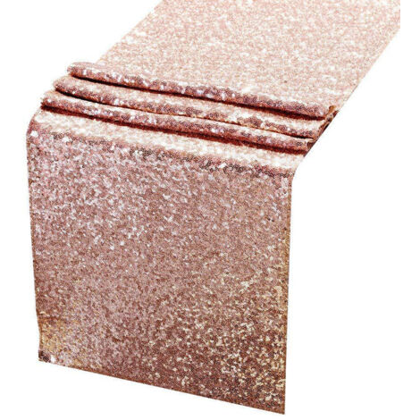 30 x 300 cm große, roségoldene Glitzertischdecke, festliche Tischdekoration für Bankette und besondere Anlässe