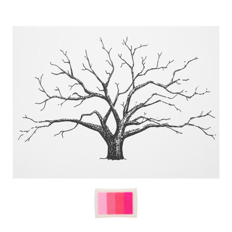 30 x 40 cm großer Fingerabdruckbaum für Hochzeiten – Fingerabdruck-Gästebuch mit Stempelkissen – Dekoration für Veranstaltungen und Zuhause