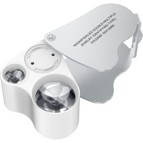30 X 60 Loupe Bijoutier, LED Loupe Eclairante Horloger, Gemmes Bijoux Pierres Timbres Pieces Montres Loisirs Antiques ModèLes Poche Monocle Loupe Grossissante Verre 30 X 60 mm