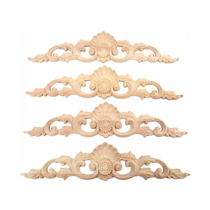 Ymyny - 30 x 6.5 cm, 4 pieces, carved corner inlay, sticker, carving, appliqué, unpainted wood, for decorating classic wooden furniture