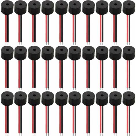 30 zumbadores electrónicos de CC de 3 V, 5 V, 6 V, 9 V, 12 V, 85 dB, con sonido continuo y cable, para circuitos físicos, SEMAket