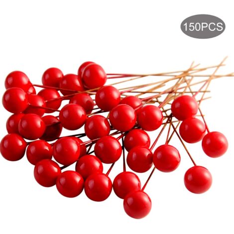300 bacche di agrifoglio artificiali da 10 mm per decorazioni, forniture per la creazione di ghirlande, decorazioni per feste di Natale